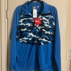 NWT PUMA Men's Large Blue Camo Block Lightweight 100% Polyester Jacket NICE!